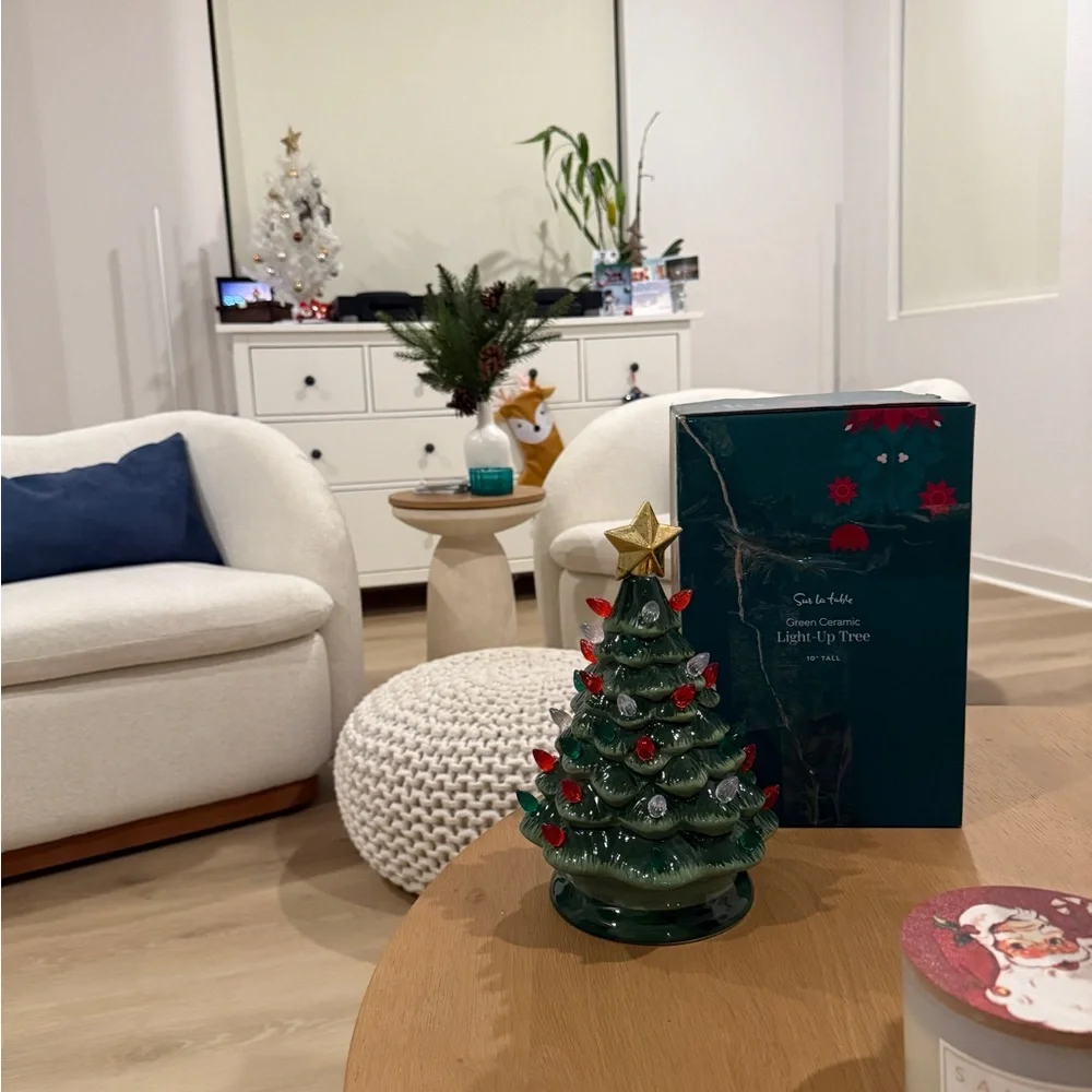 Green Ceramic Light-Up Tree with Star